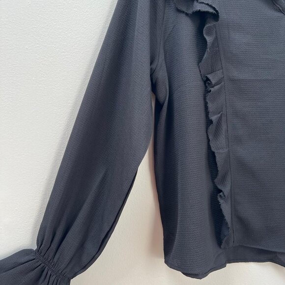 Chic Black Ruffle Blouse – Feminine & Flowy Elegance - Picture 4 of 5